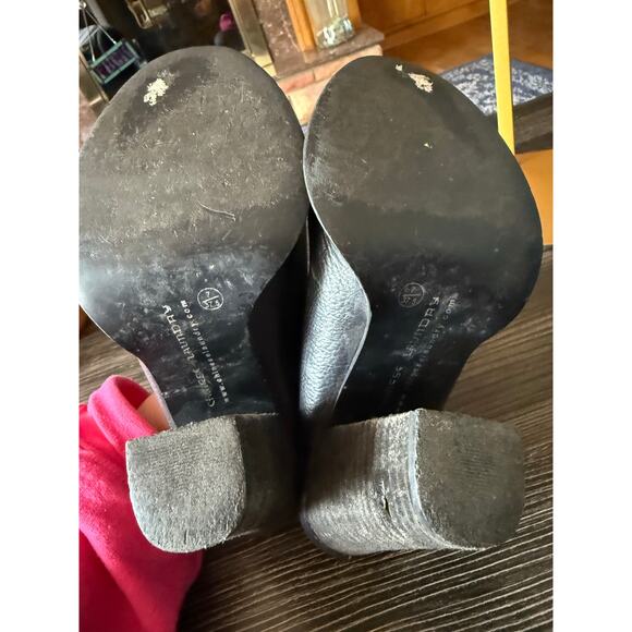Chinese Laundry Black Leather Peep Toe Heels Sz. 7 - Picture 4 of 7